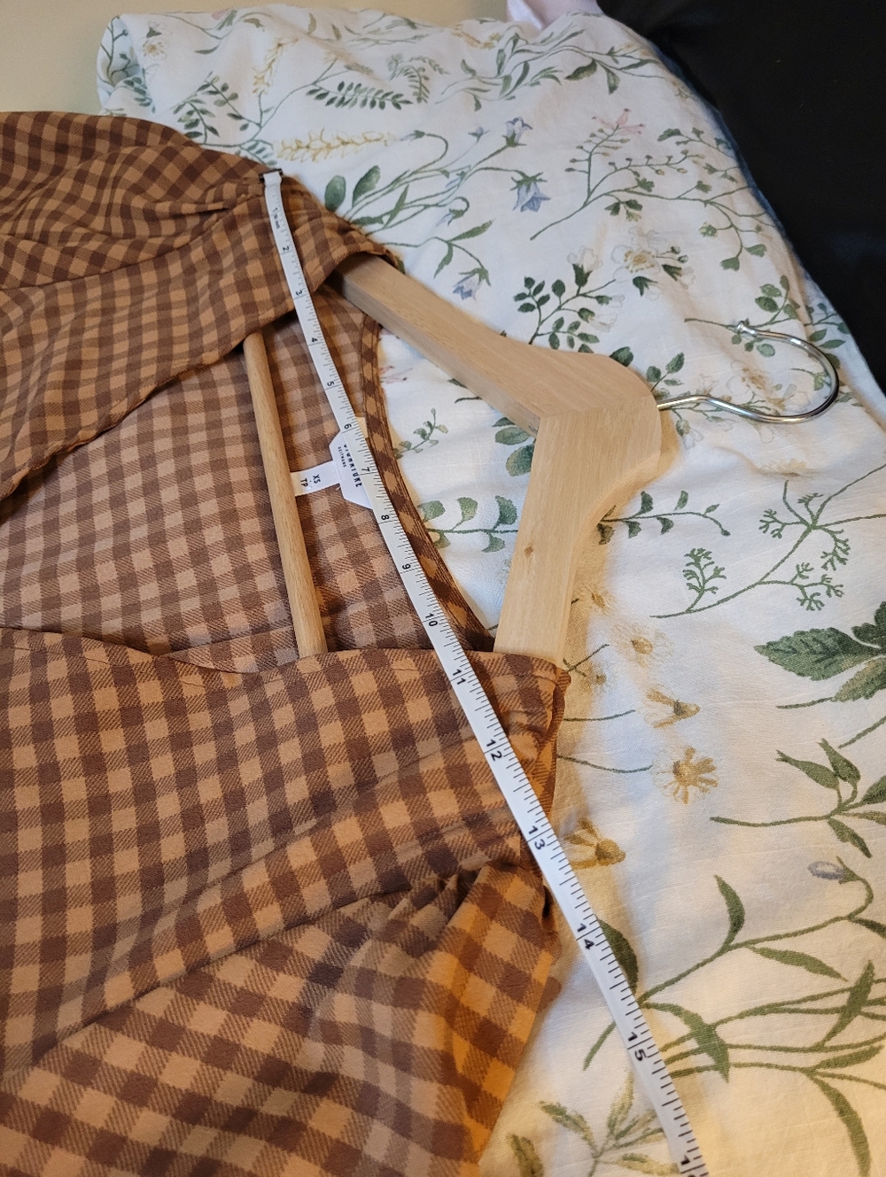 Orange Gingham Button-Front Puff Sleeve Top - Picture 5 of 7